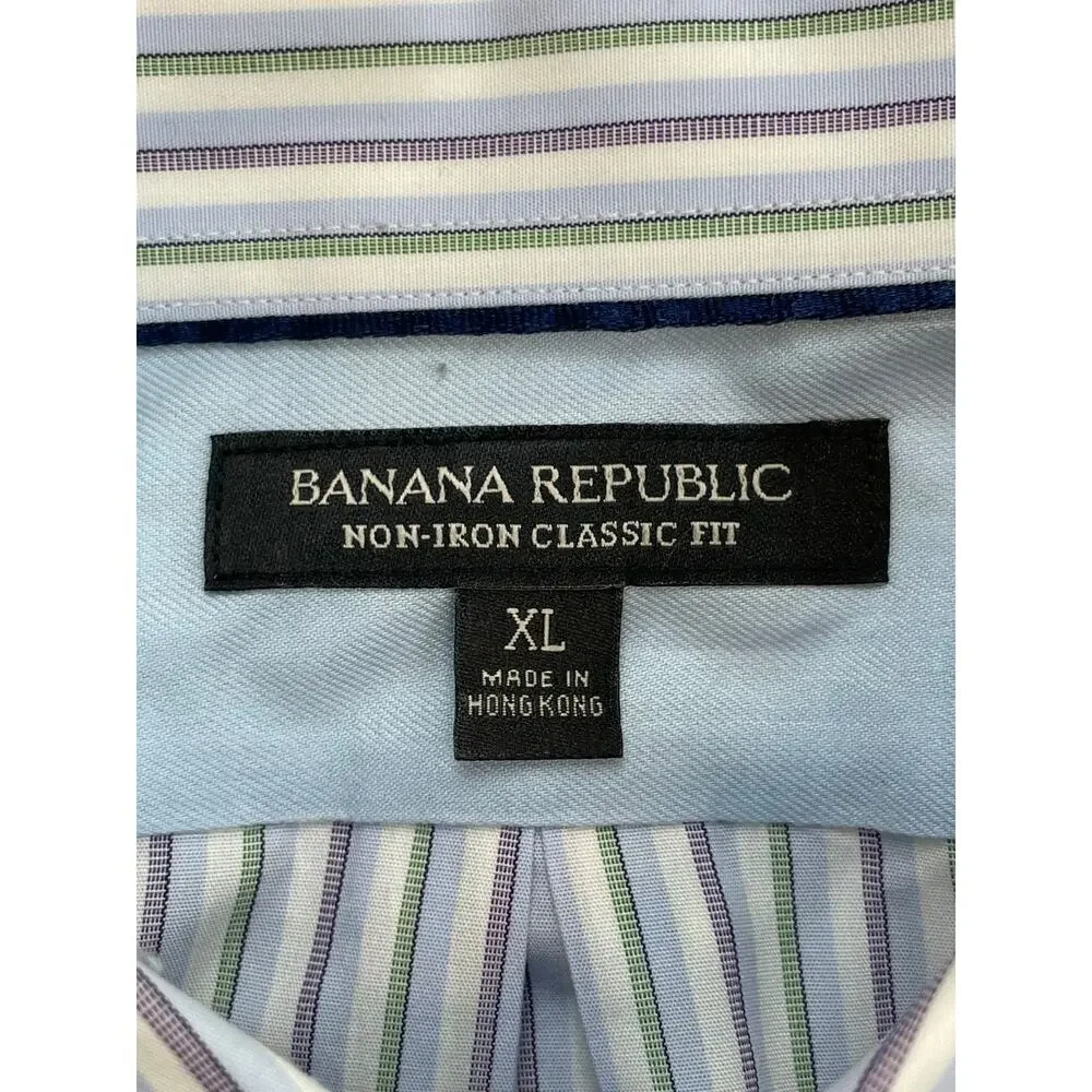 Banana Republic Shirt Mens XL Striped 100% Cotton Classic Fit Button Up